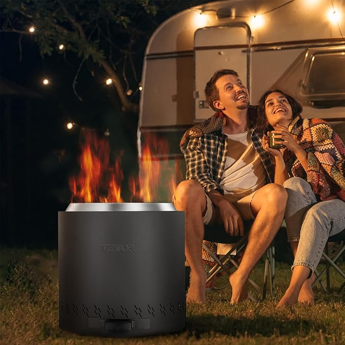 VEVOR 15.8 inch Smokeless Fire Pit Stove Bonfire, Wood Burning Fireplaces with Removable Ash Pan, SUS430 Stainless Steel Inner Portable Outdoor Firepit,for Outdoor Patio Camping High 15.4 inch