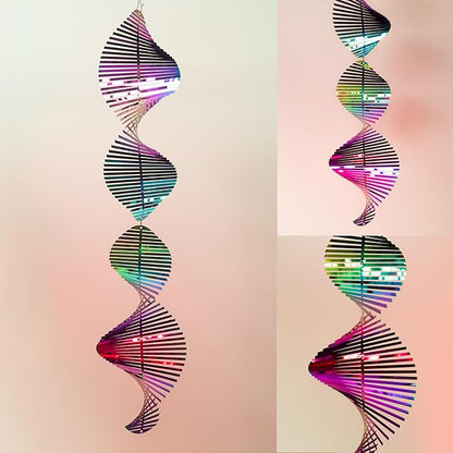 Wind Spinners Outdoor, 3D Helix Whirl, Gradient Multicolor, 24 inches Stainless Steel Metal, Hanging Wind Spinners, Garden, Yard Décor, Outside, Gifts for Women Mom Wife