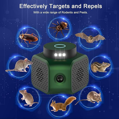 Mice Repellent Ultrasonic Plug in 4-Modes, Mouse Rat Indoor Rodent Squirrel Ultrasonic Pest Repeller for Attic House Warehouse Basement Garage Office Rvs