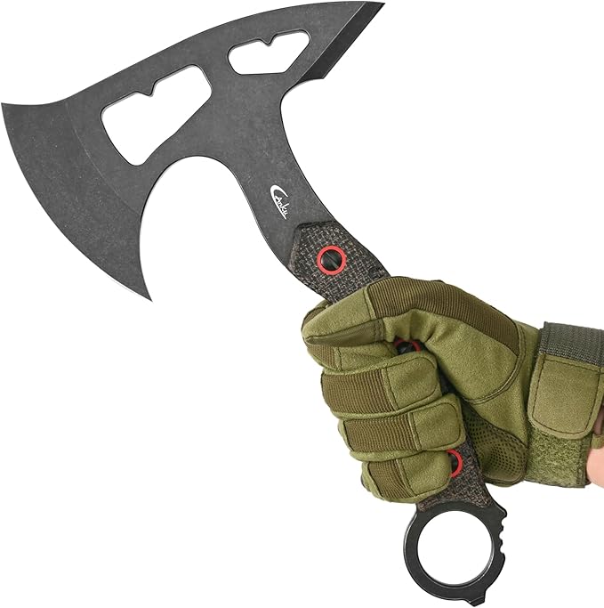 C1392 Camping Axes,DC53 Steel Blade with Micarta Handle Chopping Axe Bushcraft Camping Axes Survival Hatchet with Kydex Sheaths for Hiking Hunting Camping Splitting Chopping Wood(Black)