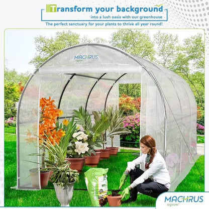 Machrus Ogrow Deluxe Walk-in Tunnel Greenhouse with White Cover