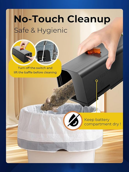 Electric Rat Traps Indoor for Home, Electronic Rat Killer Zapper with Anti-Escape Baffle, Safe and Effective Rodent Control, No-Touch Disposal, Adapter Powered Rodent Trap for Indoor Use