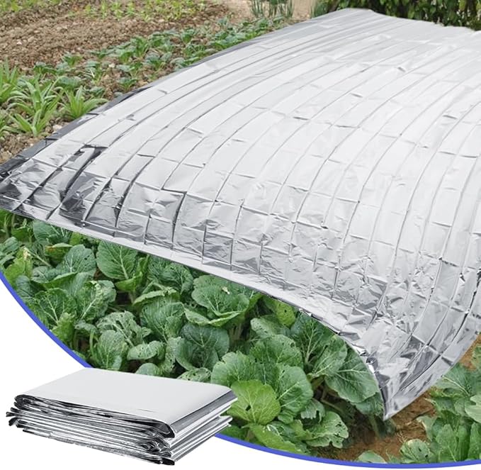 High Silver Reflective Mylar Film, Plant Reflective Film Mylar Sheet Greenhouse Covering Foil Sheets Increase Plant Growth for Outdoor Indoor Grow Room Farming Camping Reduce Uneven Heat