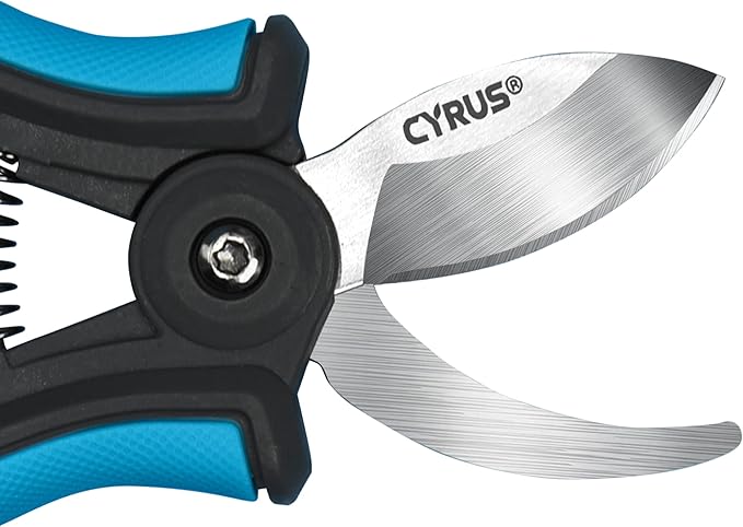 CYRUS 6” Gardening Scissors Hand Pruner Pruning Shear with Curved Stainless Steel Blades Plant Shears Garden Clippers Handheld