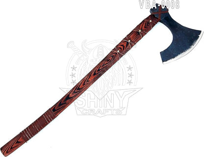 SHINY CRAFTS | 40" Handmade Double Head Norse Axe, Hand Forged Steel Dane Axe with Broad Blade, SCA-08