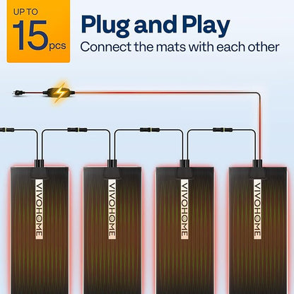 VIVOHOME 10" x 38" Snow Melting Mat with Grounding Wires, 0.35" Thickened SBR Rubber Heated Outdoor Mats, Heated Walkway Mats 1 Pack (Power Cord Not Included)