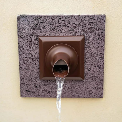 PONDO 2'' Round Water Fountain Spout, 316 Stainless Steel Spillway Waterfall Accent Scupper Feature with Integrated Spray Baffle for Landscape Decor, Garden Pond, Pool, Fountain (Brown)
