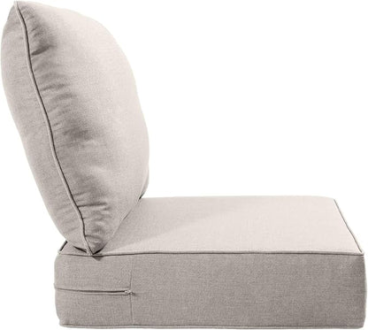 Luxury 22x24/22x25 6-Inch Patio Couch Cushions Set of 3 - Memory Foam Deep Seat Water-Resistant Patio Cushion for Lawn Dining Rocking Swivel Chairs Loveseat 3-Seater Sectional Sofa - Beige