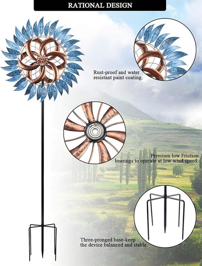 MUMTOP Wind Spinners Outdoor Metal 6.5 FT Large Two-Way Wind Sculptures for Patio Yard and Garden Decor