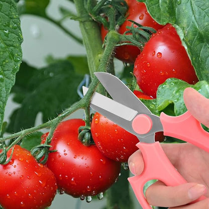 Housolution Flower Scissors, Strong Floral Shears, Premium Steel Garden Pruning Shears Floral Fruits Leaf Scissors Hand Pruner Snip Trimming Tool for Gardening Flower Arrangement, Pink
