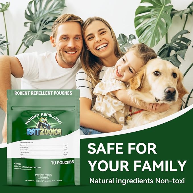 Extra-Strength Mouse Repellent Pouches with Cinnamon/Cornmint Oils, (20 Pouches) Natural Rodent Repellent, Indoor & Outdoor Mice Repellent, Safe for Pets and Kids