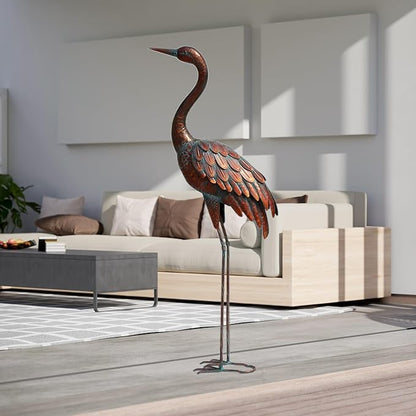 chisheen Outdoor Garden Crane Statues and Sculptures Metal Yard Art Statue for Garden Decoration Large Size