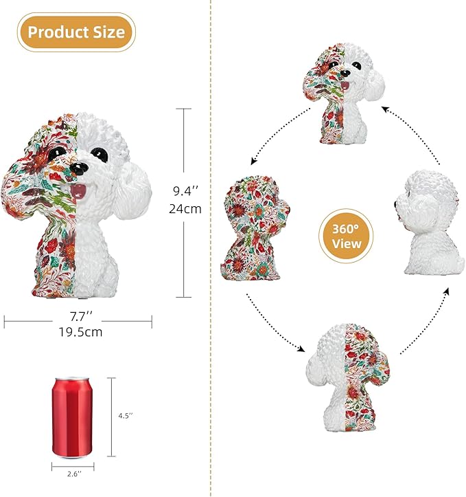 Outdoor Statues for Garden-Dog Outside Decor Clearance for Yard Art Lawn Ornaments Porch Patio Balcony Home House - Birthday Gifts for Grandma Mom Women (Teddy)