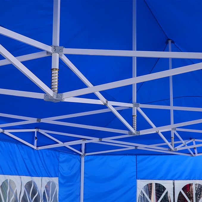 COBIZI 13x26 Pop Up Canopy with 6 Sidewall,Heavy Duty Canopy UPF 50+ All Season Wind Waterproof Commercial Outdoor Wedding Party Tents for Parties Canopy Gazebo with Roller Bag(13 x 26 ft Blue)