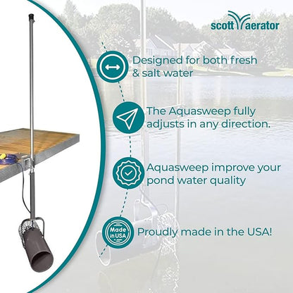 Scott Aerator Aquasweep Dock Truss Mount - 1/2 Horse Power 115V 50 Feet Cord - Water Circulator | Water Agitator | Water Mover