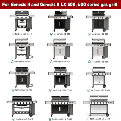 GasSaf 7599 Cast Iron Griddle for Weber Genesis II 300/600, Flat Top Grill Pan Insert for Genesis II E-310/S-310/E-315/E-335/S-335/SE-335/E-610, BBQ Griddle Pan for Weber Gas Grill Replacment Parts