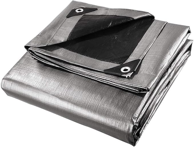 Yescom 18x24ft Heavy Duty Reinforced Poly Tarp Waterproof Tarpaulin 10-mil Ground Sheet Camping Tent Cover with Eyelets Reversible Silver Black Tarps
