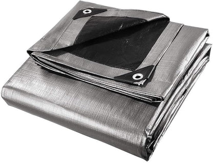 Yescom 18x24ft Heavy Duty Reinforced Poly Tarp Waterproof Tarpaulin 10-mil Ground Sheet Camping Tent Cover with Eyelets Reversible Silver Black Tarps