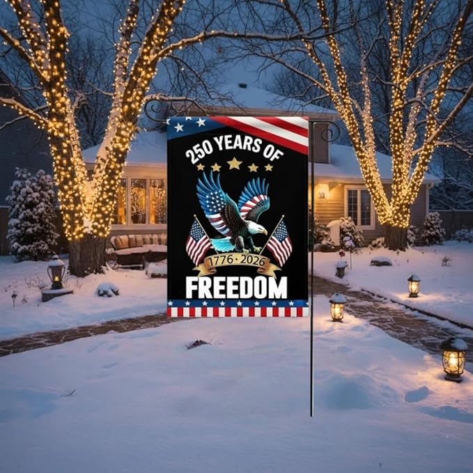 250 Years America Garden Flag,250th Anniversary USA Patriotic Banner Double-Sided with Eagle Design, 1776-2026 Commemorative (A_1 x 1.5 ft)