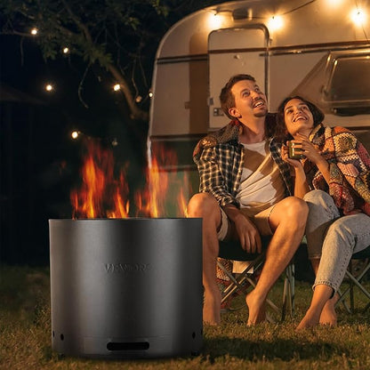 VEVOR 19.3 in Smokeless Fire Pit Stove Bonfire, Wood Burning Fireplaces with Removable Ash Pan, SUS430 Stainless Steel Inner Portable Outdoor Firepit, for Outdoor Patio Camping High 15.4 in