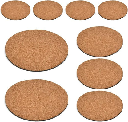 10Pcs Cork Plant Mat Round Cork Plant Coasters 4/6/8 Inch DIY Corks Pad Plants Plate Pad for Gardening, Indoor and Outdoor Pots, DIY Craft Project