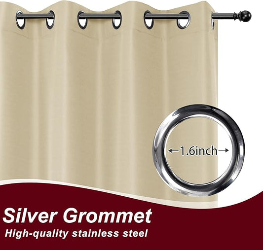 HolidayIdeas Grommet Outdoor Curtains for Patio Waterproof 8 Pcs All Weather Balcony Outside Curtains for Apartments, Gazebo, Pergolas, Porch, 54x120 Inch, Cream