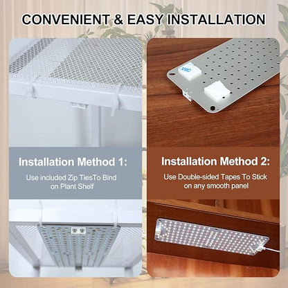 4Pack Flat Panel Grow Lights for Indoor Plants, Seed Starting, Vegetables with 4/8/12 Hr Timer, 40W Full Spectrum LED Plant Growing Lamps for Cabinet/Shelves/Greenhouse, Plug-and-Play, Connect Freely