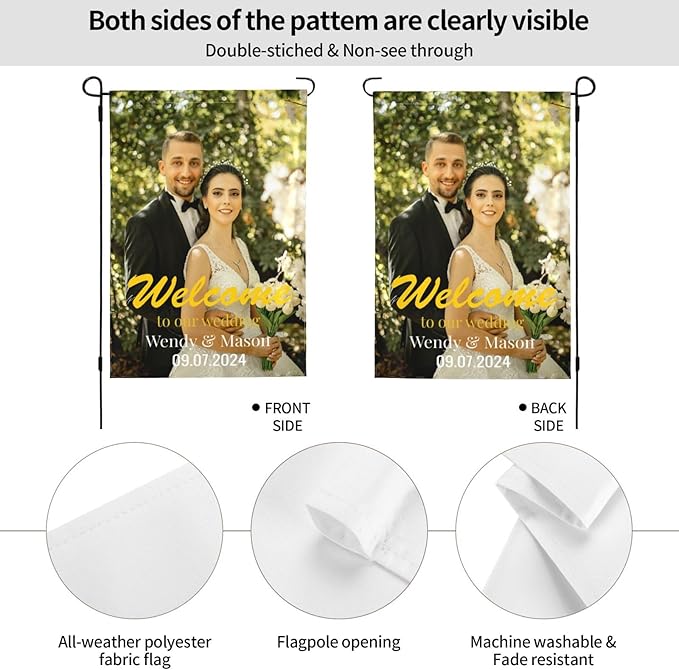 Custom Garden Flag Double Sides Personalized Garden Flags 28x40 Inch Customized Picture Logo Text Yard Flag Banner Signs for Outside Lawn Patio Garden Home Decorating Birthday Christmas Gift