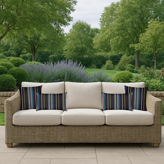 RSH DECOR: Sunbrella Pillow Covers Set of 4 | Covers Only - 20" x 12" | Outdoor Lumbar Pillow Covers Crafted with Sunbrella Performance Fabric | Stanton Lagoon