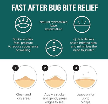 Quitch Mosquito Bite Itch Relief Patch, After Bite Insect Bite Treatment, Anti Itch Cream Alternative, Insect Bite Relief, Cruise, Travel and Camping Essential for Kids