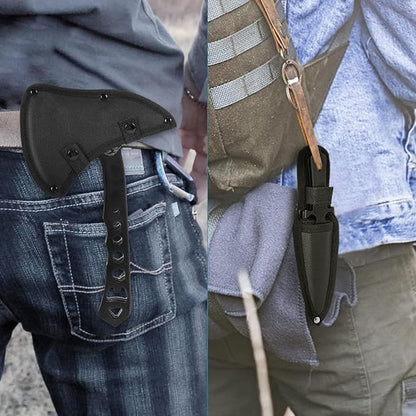 Throwing Axe and Tomahawk 3 Pack Protective Nylon Sheath with Built-in Corkscrew,10.4" Full Tang Stainless Steel Throwing Tomahawk