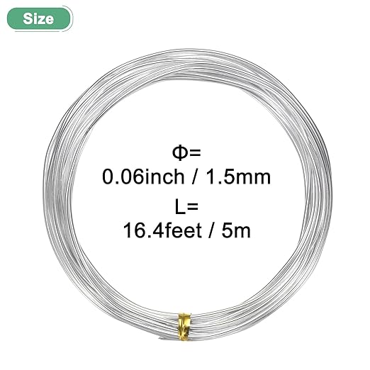 1.5mm Bonsai Training Wire, 16.4 Feet Total Anodized Aluminum Bonsai Wires for Bonsai Tree Shaping/Branches Fixing/Trunk Holding/DIY Crafting [Silver]