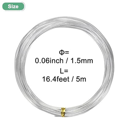 1.5mm Bonsai Training Wire, 16.4 Feet Total Anodized Aluminum Bonsai Wires for Bonsai Tree Shaping/Branches Fixing/Trunk Holding/DIY Crafting [Silver]