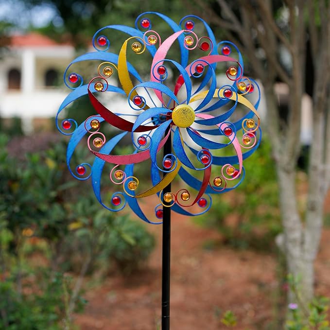 DREAMYSOUL Wind Spinners Outdoor, 20 Inches Dia Extra Large Metal Wind Spinner, Colorful Windmills Kinetic Wind Sculptures and Spinners for Yard Garden Outside Patio Lawn Decor