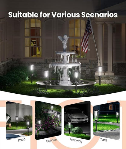 Solar Pathway Lights Outdoor Solar Lights Outdoor, IP65 Waterproof Auto On/Off Solar Garden Lights Solar Powered Landscape Lighting for Yard Walkway Driveway Pathway (Cool White, 2pack)