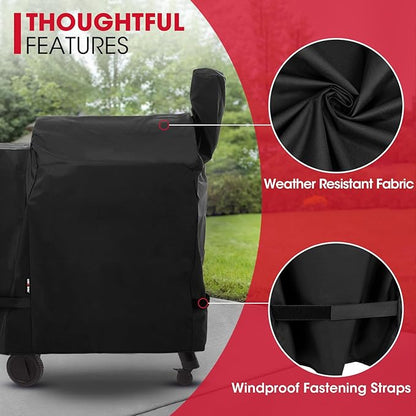 Unicook Pellet Grill Cover Compatible with Traeger Pro 22 Series & Pro 575, Heavy Duty Waterproof BBQ Grill Cover, Weather Resistant Outdoor Wood Pellet Smoker Protector, Black