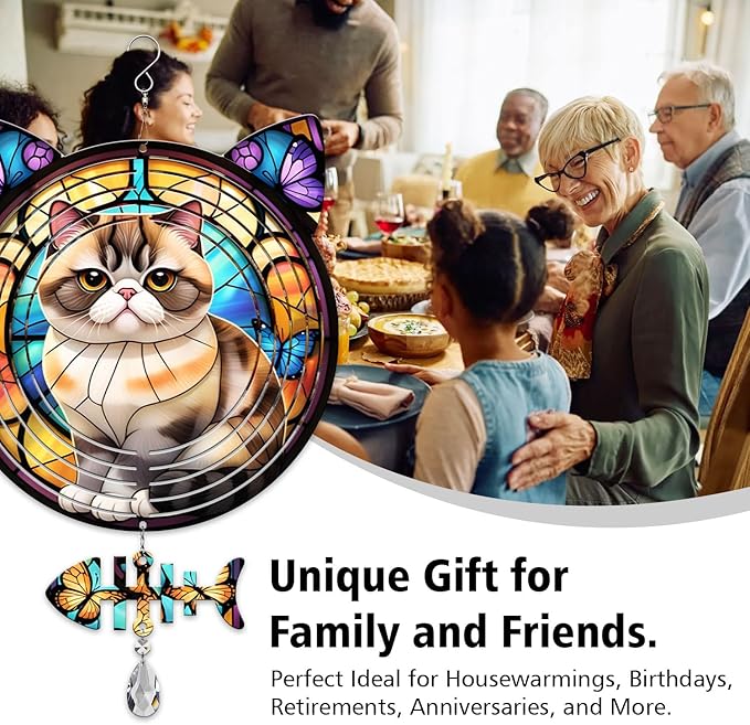 Exotic Shorthair Cat Wind Spinner, Exotic Shorthair Cat Wind Spinner Hanging for Yard and Garden