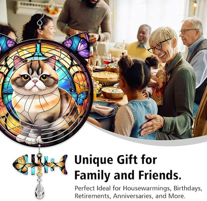 Exotic Shorthair Cat Wind Spinner, Exotic Shorthair Cat Wind Spinner Hanging for Yard and Garden