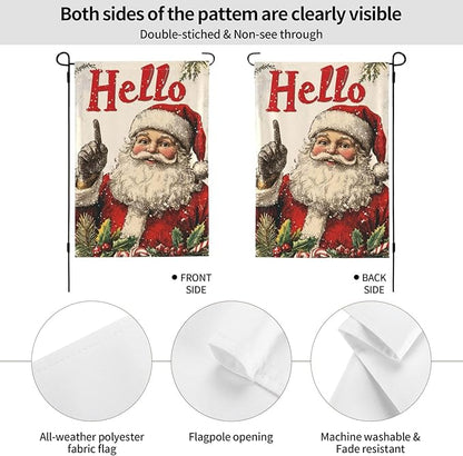 Santa Claus Garden Flag Vertical Double Sided Outdoor Yard Flags 12.5x18 Inch Burlap Banners Vertical Double Sided for Outdoor Decor Lawn