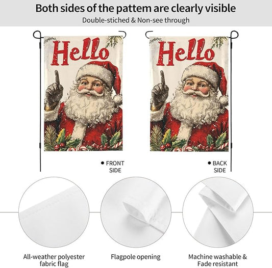 Santa Claus Garden Flag Vertical Double Sided Outdoor Yard Flags 12.5x18 Inch Burlap Banners Vertical Double Sided for Outdoor Decor Lawn
