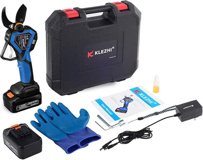 Cordless Electric Pruning Shears with Colorful LED Dispaly,Cut capacity of 32mm / 1.26inches, 2 x 2 Ah Lithium Rechargeable Battery 8-10 Working Hours Black