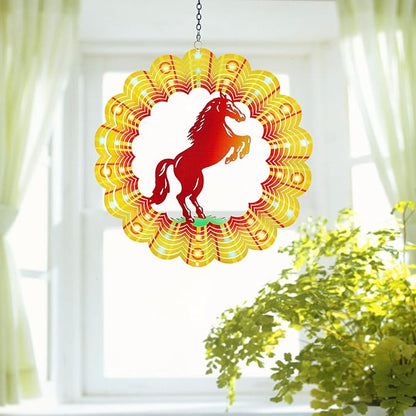 Horse Wind Spinners Horse Gifts for Women/Girls/Men 12 inch 3D Stainless Steel Hanging Wind Spinner Metal Wind Catchers Kinetic Sculpture for Indoor/Outdoor Decor, Yard Art, Garden Decorations