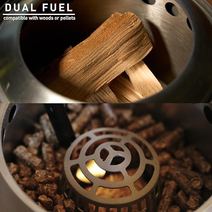 Solo Stove Mesa, 5.1 Inch Tabletop Fire Pit with Stand - Smokeless, Stainless Steel Fire Pit for Camping, Outdoor & Patio- Wood Burning or Pellet Fueled Portable Bonfire, 1.4lbs, Ash