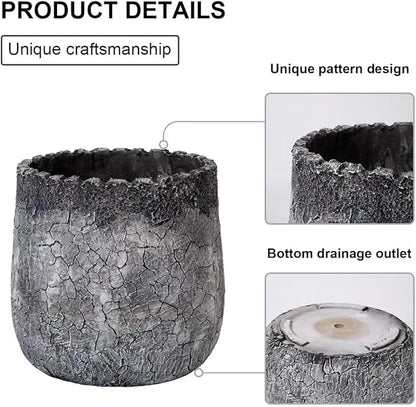 Craft flowerpots 18"+13"+9" Dia Round Concrete Planter Set of 3 Large Outdoor/Indoor Planter Pots Containers with Drainage Holes and Rubber Plug for Home Garden (Dark Gray, Large)