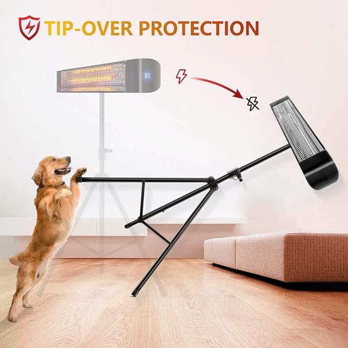 Paraheeter Electric Outdoor Heater, Infrared Patio Heater for Outdoor/Indoor Use, Wall Mounted/Ceiling/Tripod Infrared Heater Outdoor, 1500W Electric Patio Heater, CSA certificate.