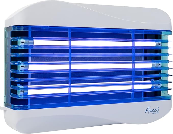 Awoco LED 15W 100V-240V Wall Mount Sticky Fly Trap Lamp with 3 LED UV Lights for Capturing Flies, Mosquitoes, Moths and Flying Insects (Fly Trap)