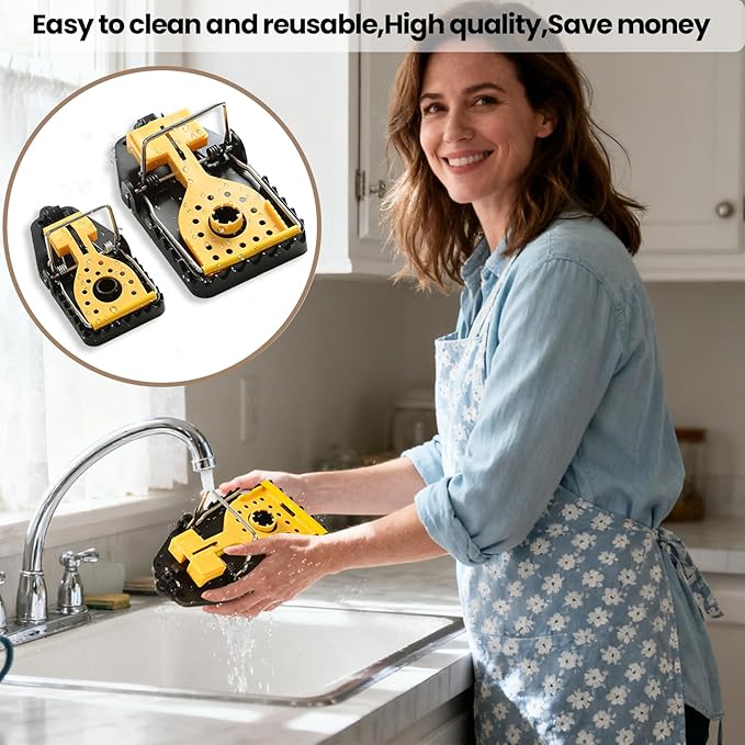 Rat Trap - Mouse Traps Quick Effectively Mouse Trap Rat Traps Indoor for Home, Plastic Mousetraps Indoor Outdoor Use Snap Traps for Mice Used Anywhere, Quick Set Up and Reusable, 9Set(2L+6S+1Clip)