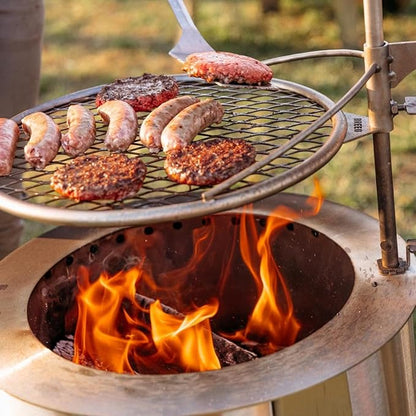 Breeo Smokeless Fire Pit to-Go Bundle (Y Series Stainless Steel, Outpost Grill & to Go Case) | 21 inch Smokeless Firepit for Outside | Ideal for Families