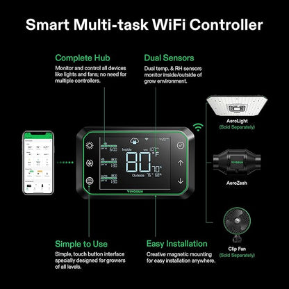 VIVOSUN Smart Air Filtration PRO G4 Kit 4", AeroZesh G4 Inline Duct Fan w/GrowHub E42A Temp. Humidity WiFi-Controller, Carbon Filter & Ducting, Cooling & Ventilation System for Grow Tent, Hydroponics