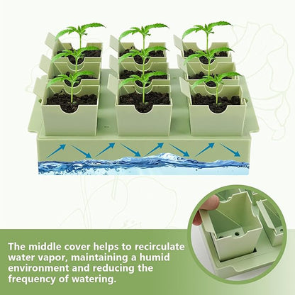 Seed Starter Tray, Dual-Purpose Handles for Transplanting & Labeling, 9 Deep 2.3 in Cells, Extra-Thick Reusable Germination Kit, for Indoor, Outdoor & Greenhouse Use